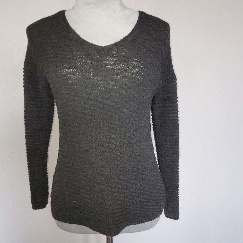 Womens Black Knit Scooped Neck Sweater Size Small Calvin Klein